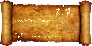 Kováts Fanni névjegykártya
